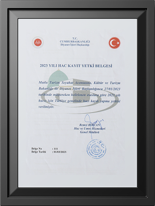 2023 Yılı Hac Kayıt Yetki Belgesi